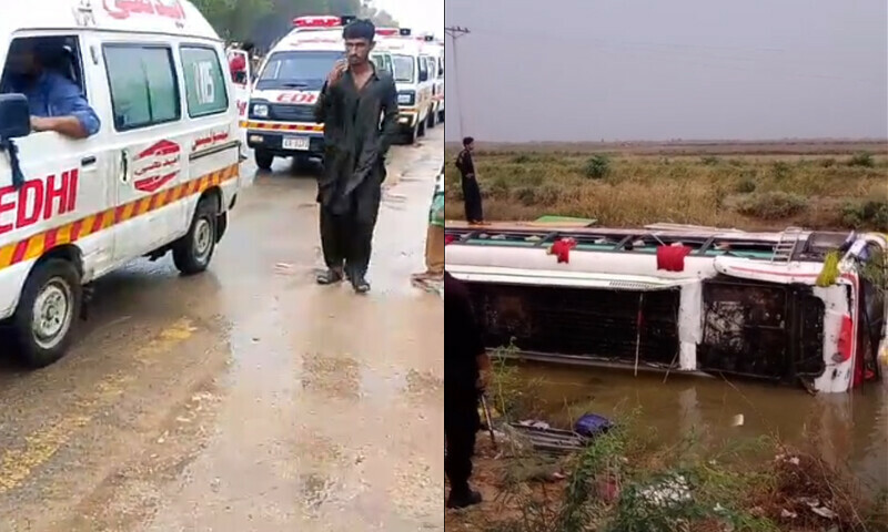 کراچی سے کینجھر جھیل جانے والی بس کو ٹھٹھہ بائی پاس پر حادثہ 6 افراد جاں بحق 12 زخمی