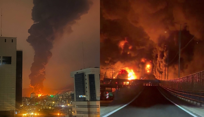 امریکا و اسرائیل کی ایران کی تیل تنصیبات پر شدید بمباری خوفناک آگ بھڑک اُٹھی