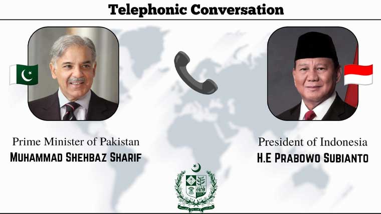 وزیراعظم کا انڈونیشین صدر سے ٹیلیفونک رابطہ مشرق وسطیٰ میں کشیدگی پر تبادلہ خیال