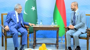 وزیر خارجہ اسحاق ڈار کی اومان کے وزیر خارجہ سید بدر بن حمد البوسعیدی سے ملاقات