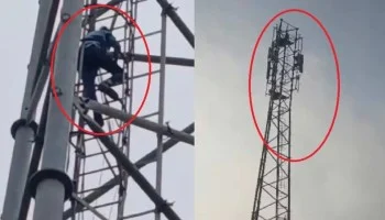 پسند کی شادی کیلئے لڑکی 100 فٹ بلند ٹاور پر چڑھ گئی